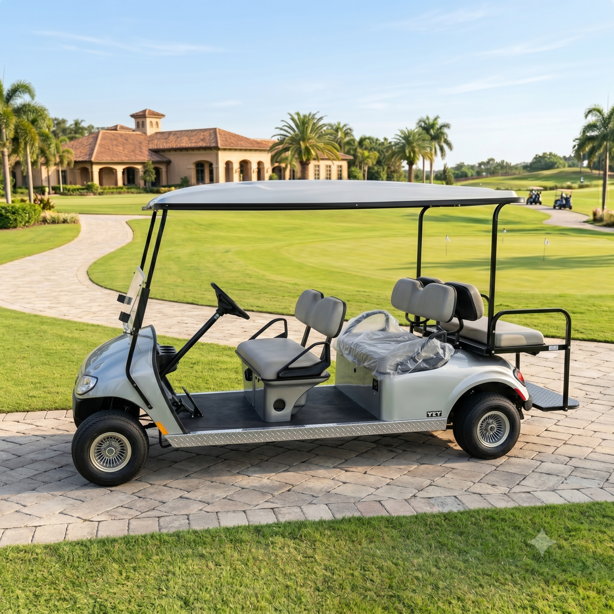 EZGO Limo Golf Cart 6 Passenger Silver