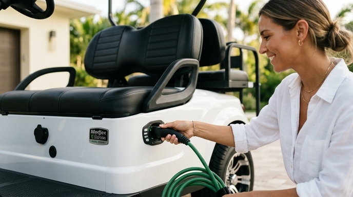 Madjax E-Series Green Energy battery pack installed in a golf cart