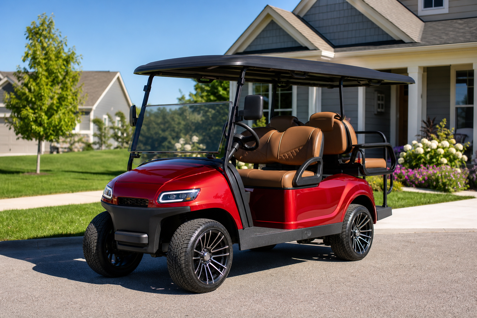 Neighborhood Golf Cart: 5 Ultimate Reasons for Amazing... 3 neighborhood golf cart driving on a tree-lined street