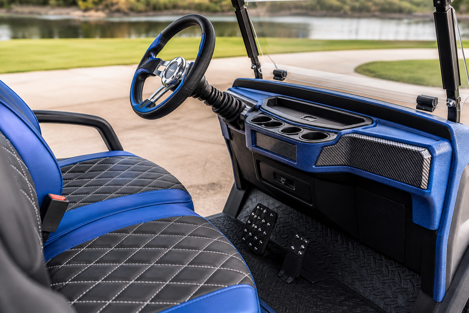 Madjax Cart Match lift kit and heavy-duty wheels on a golf cart