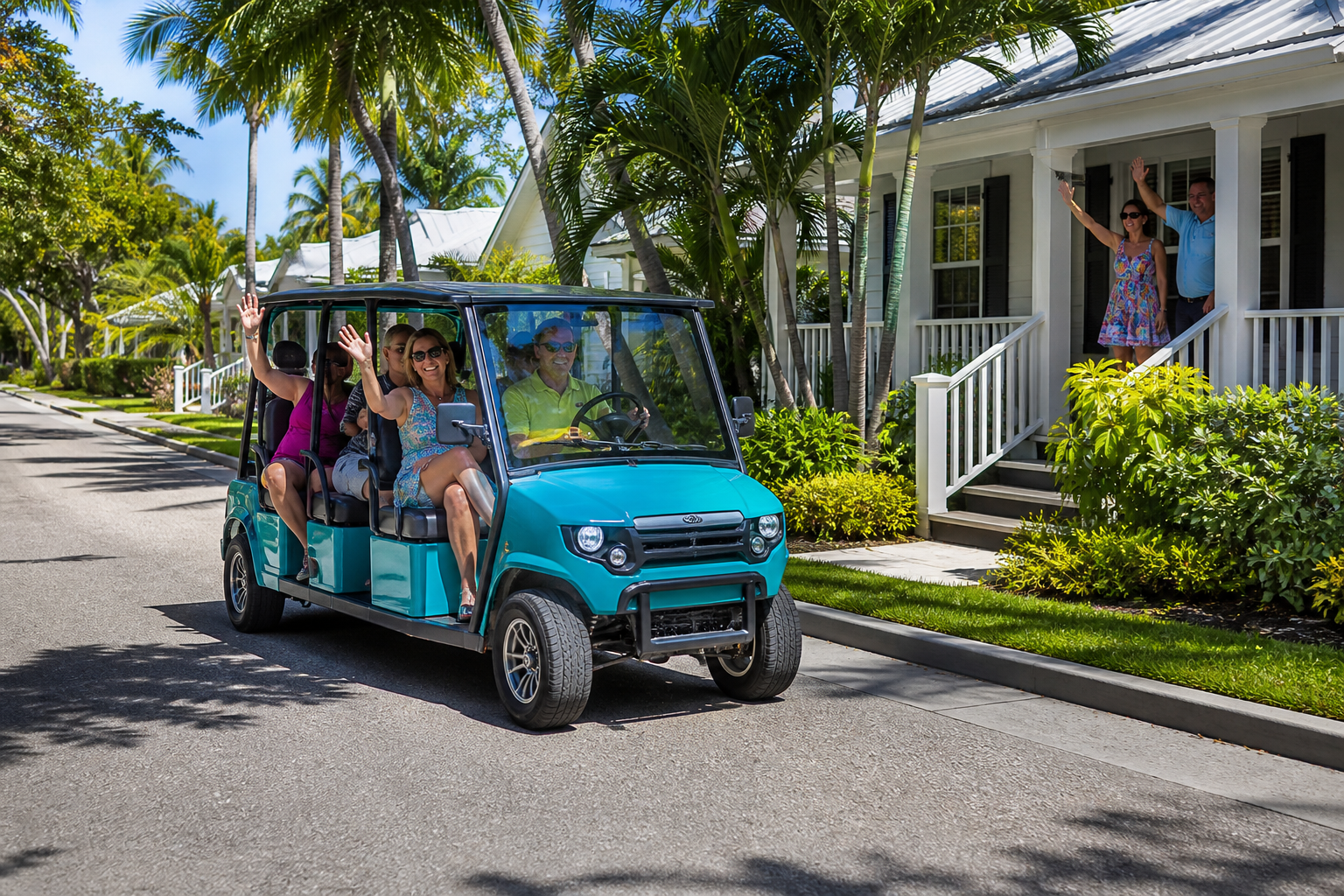 Community Cruising Cart at a lively South Florida outdoor neighborhood event